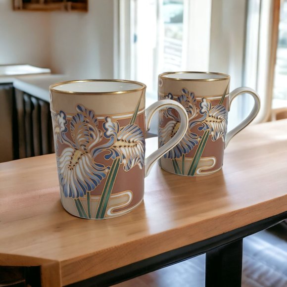 Fitz and Floyd Cloisonne Iris 1980 Coffee Mug Cup Collectable Ceramic Tea - Picture 1 of 6